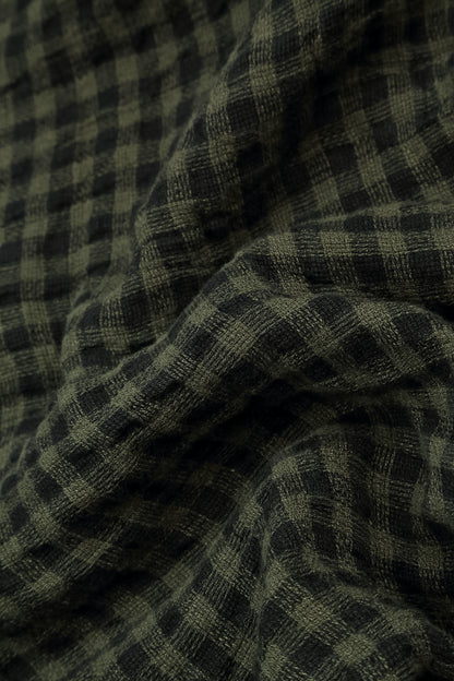 Side Pocket Forest Mist Check Linen Shirt 5