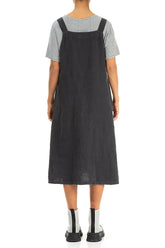 Side Pocket Graphite Linen Pinafore Dress 3
