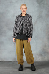 Side Pocket Grey Check Linen Shirt 7