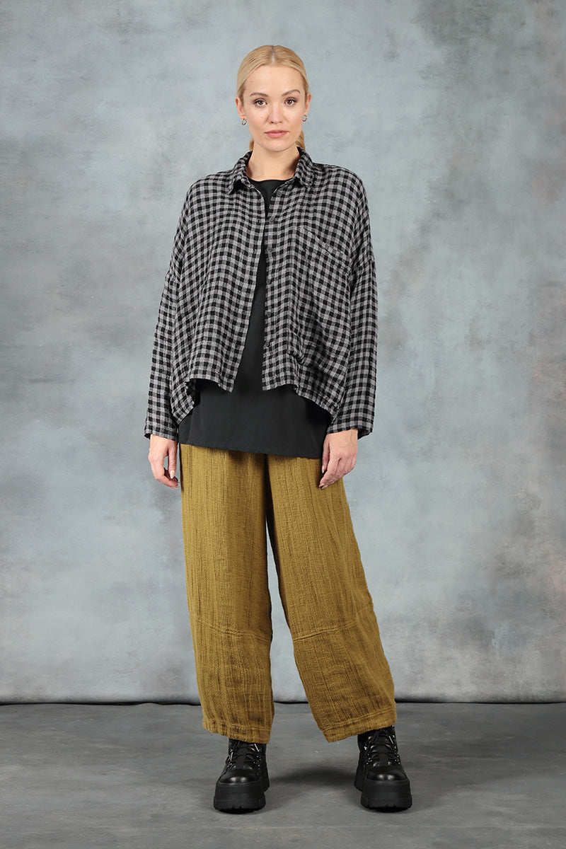 Side Pocket Grey Check Linen Shirt 7