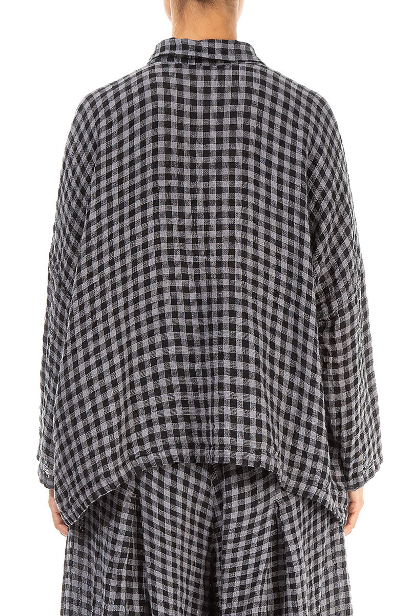 Side Pocket Grey Check Linen Shirt 2