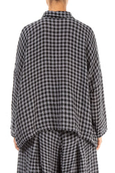 Side Pocket Grey Check Linen Shirt 2