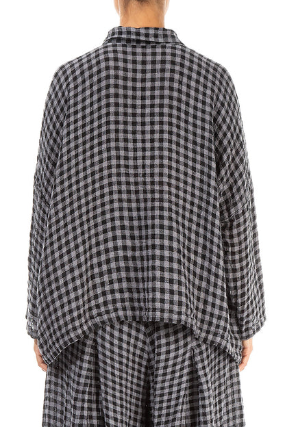 Side Pocket Grey Check Linen Shirt 2