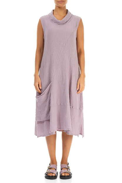 Side Pocket Lilac Linen Viscose Dress 1