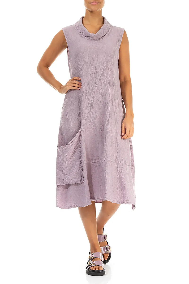 Side Pocket Lilac Linen Viscose Dress 4