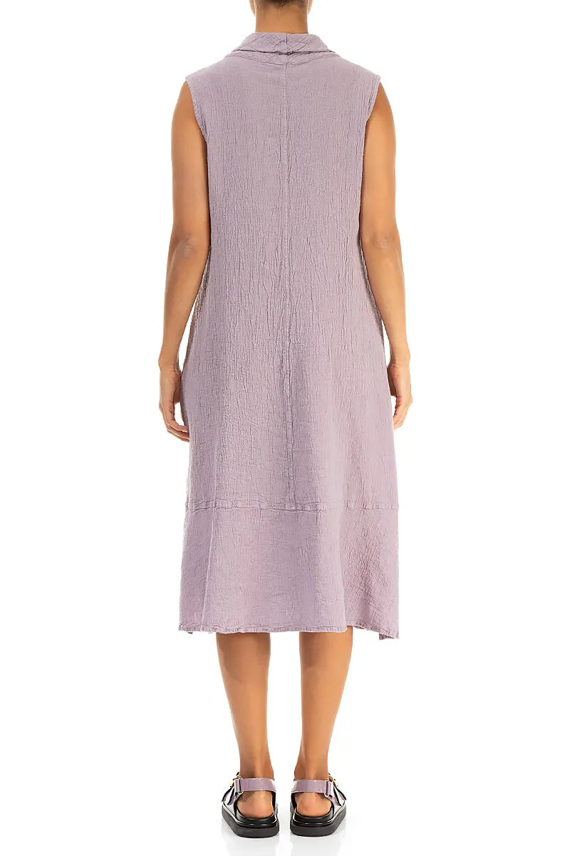 Side Pocket Lilac Textured Linen Dress 2
