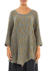 Side Pocket Silver Sage Circle Silk Linen Tunic 1