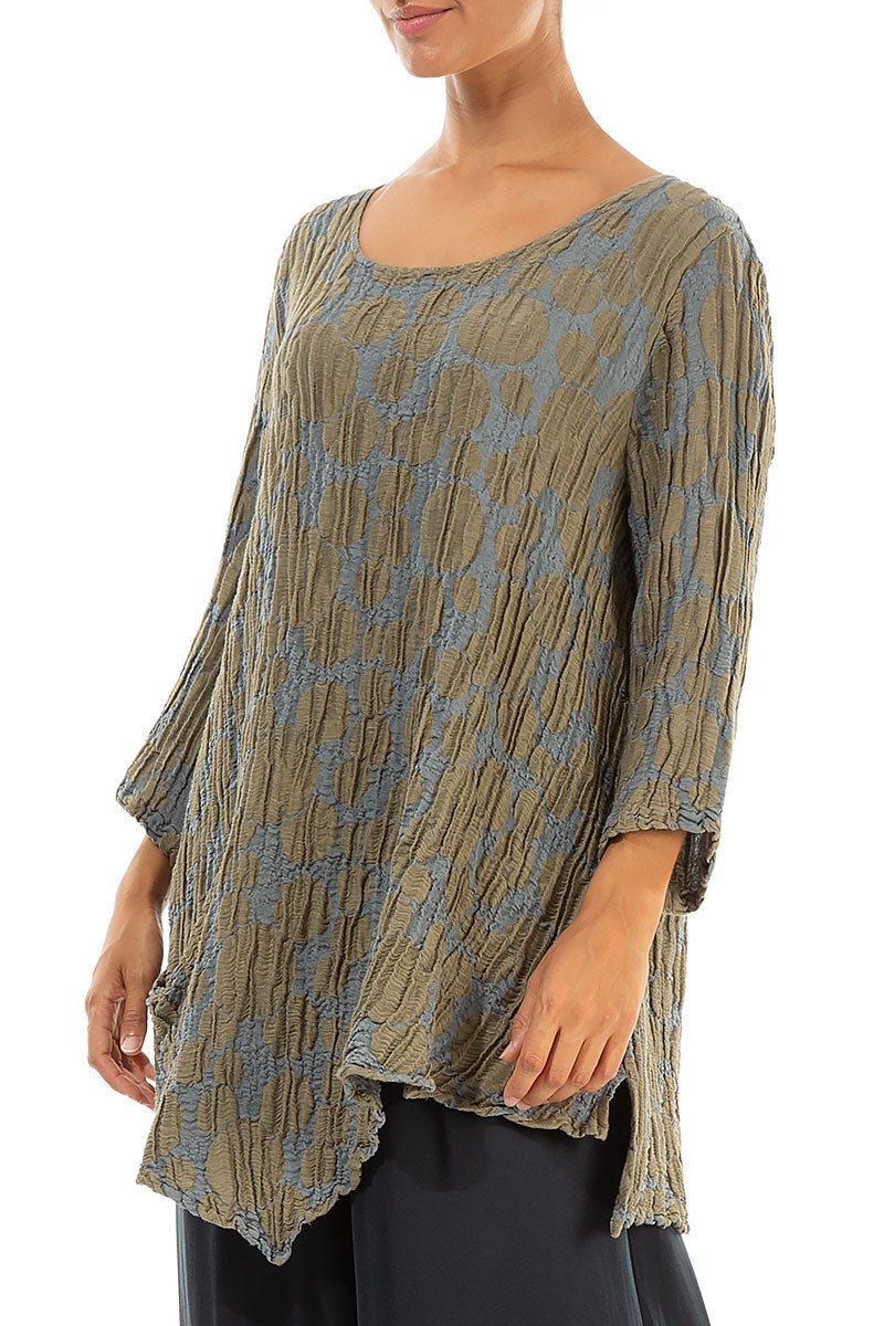 Side Pocket Silver Sage Circle Silk Linen Tunic 3