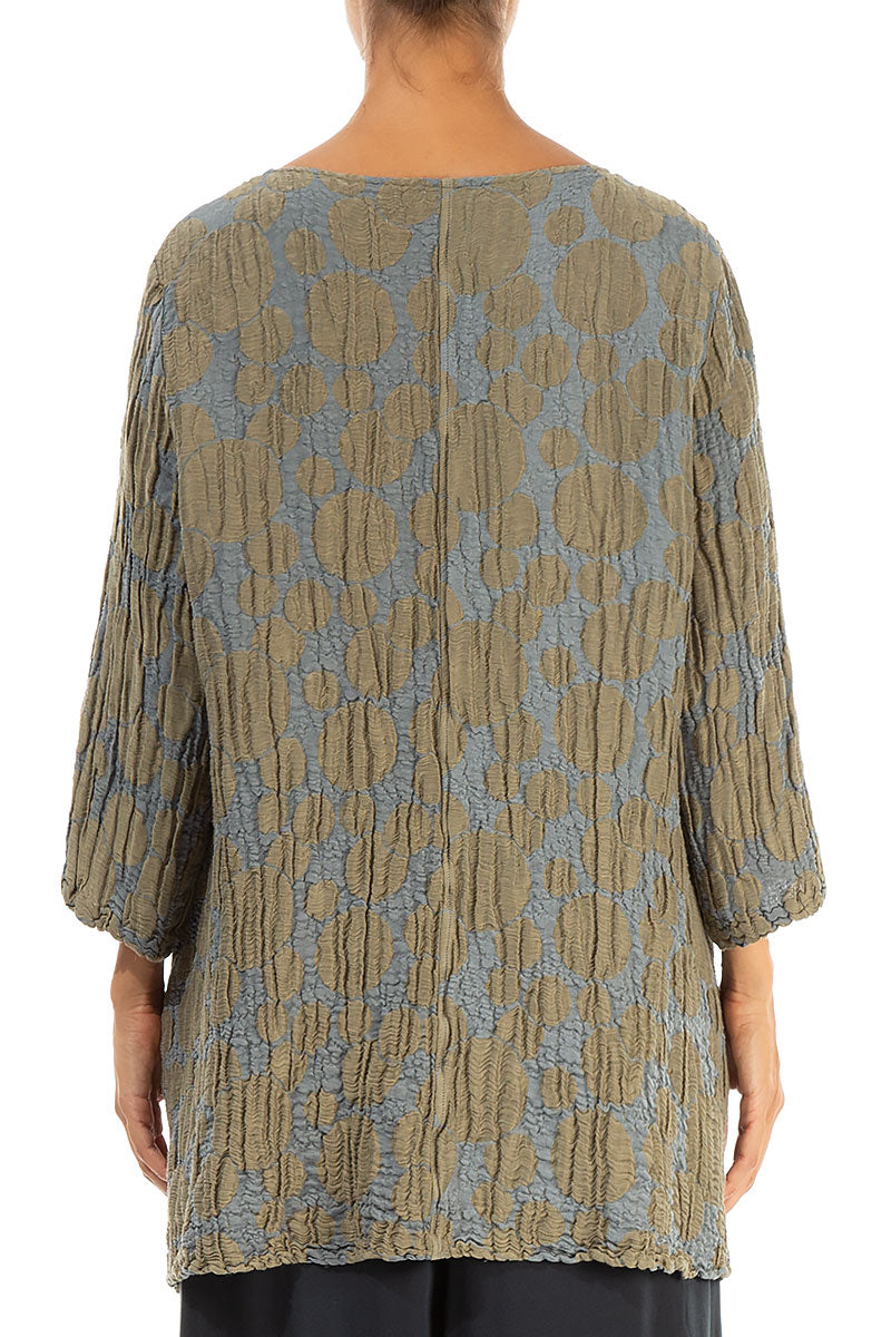 Side Pocket Silver Sage Circle Silk Linen Tunic 2