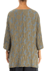 Side Pocket Silver Sage Circle Silk Linen Tunic 2