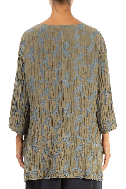 Side Pocket Silver Sage Circle Silk Linen Tunic 2