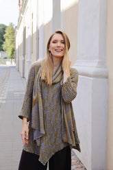 Side Pocket Silver Sage Circle Silk Linen Tunic 7