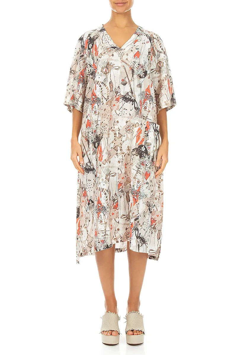 Side Pocket V-Neck Savannah Linen Dress 1