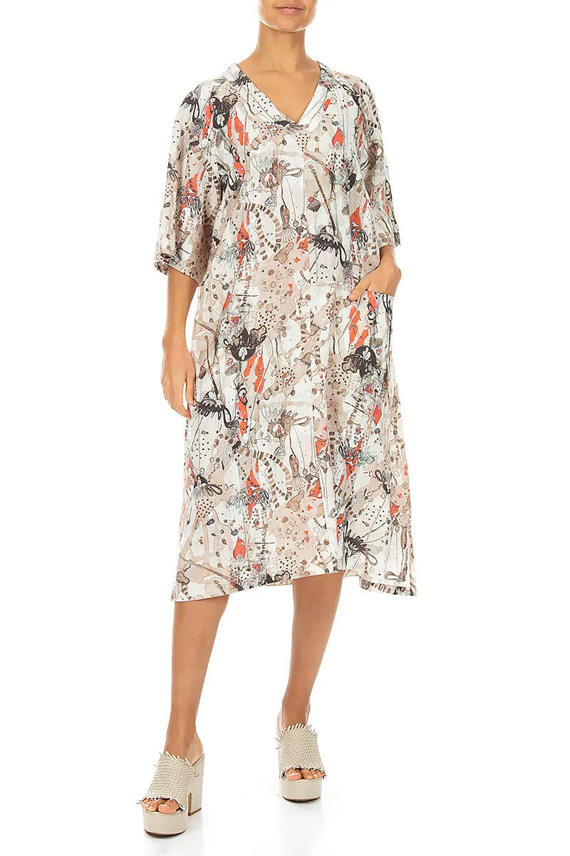 Side Pocket V-Neck Savannah Linen Dress 3