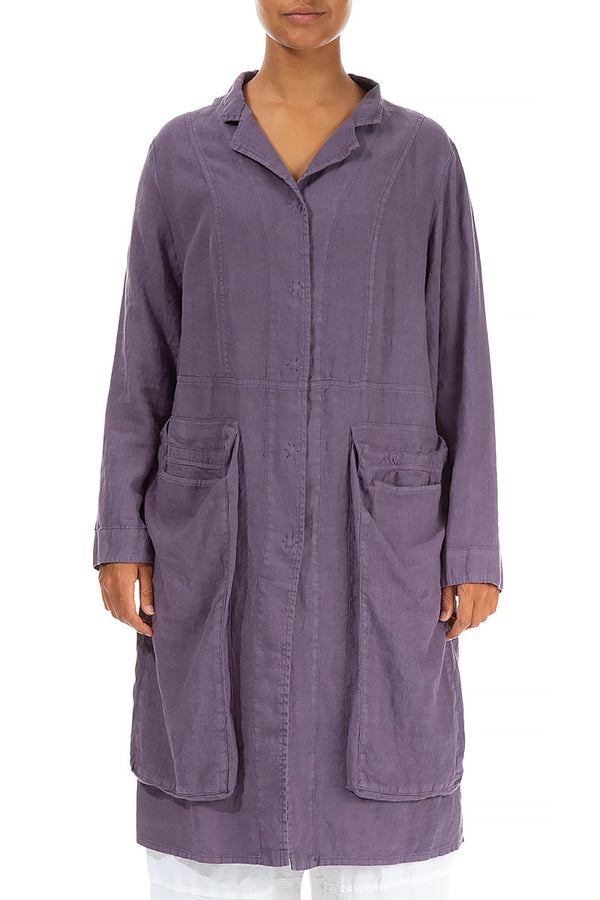 Side Pockets Amethyst Linen Jacket 1