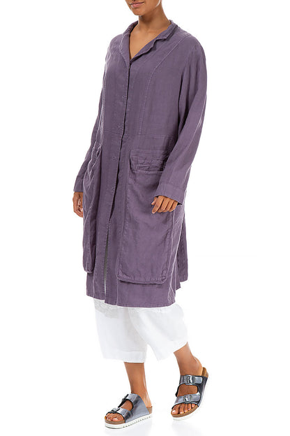 Side Pockets Amethyst Linen Jacket 4