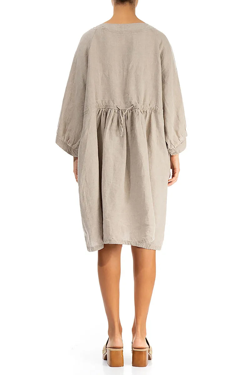 Side Pockets Natural Linen Tunic Dress