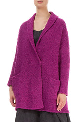 Side Pockets Royal Fuchsia Alpaca Wool Cardigan 4