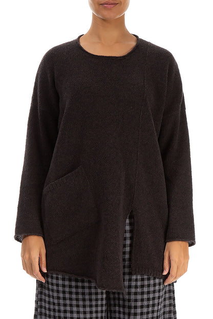 Side Split Chocolate Wool Sweater 1