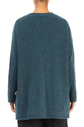 Side Split Teal Wool Sweater 2