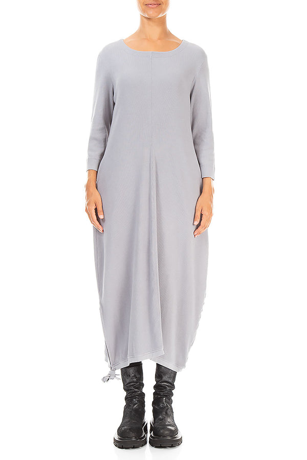 Side Tie Balloon Light Grey Cotton Dress 1