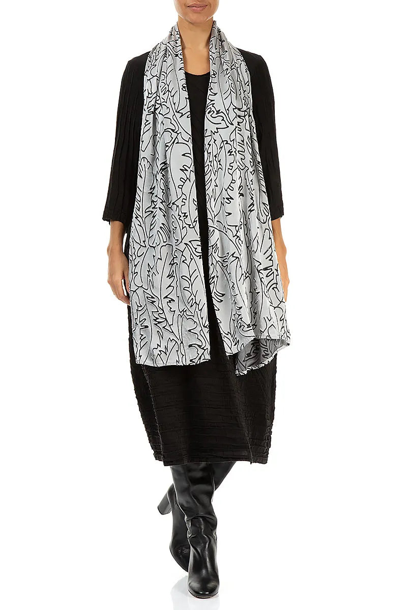 Silver Devoré Feather Silk Scarf 3