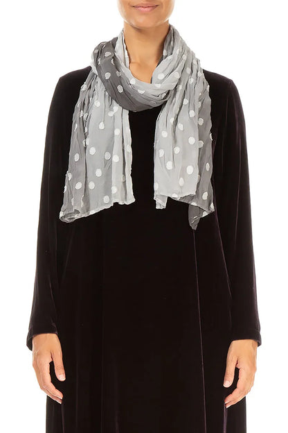 Silver Light Dotty Ombré Silk Scarf 1