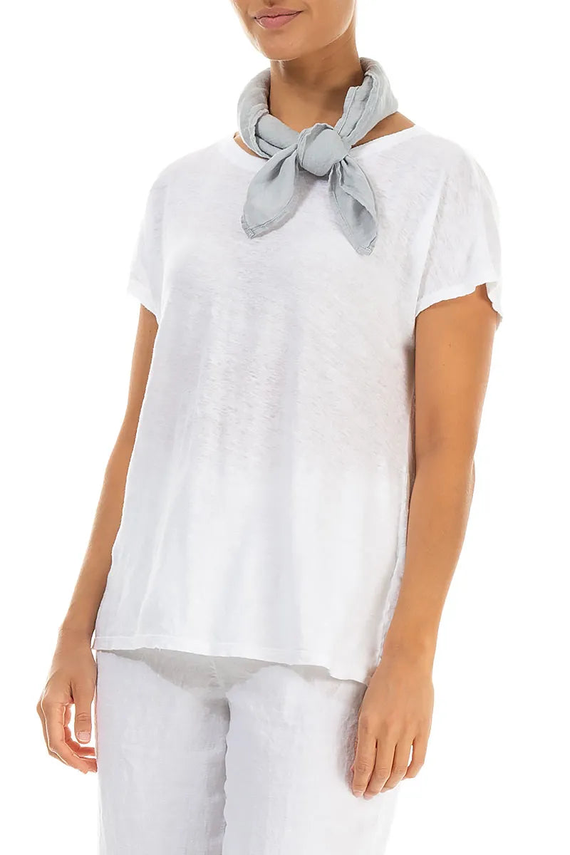Silver Grey Gauze Linen Square Scarf 3