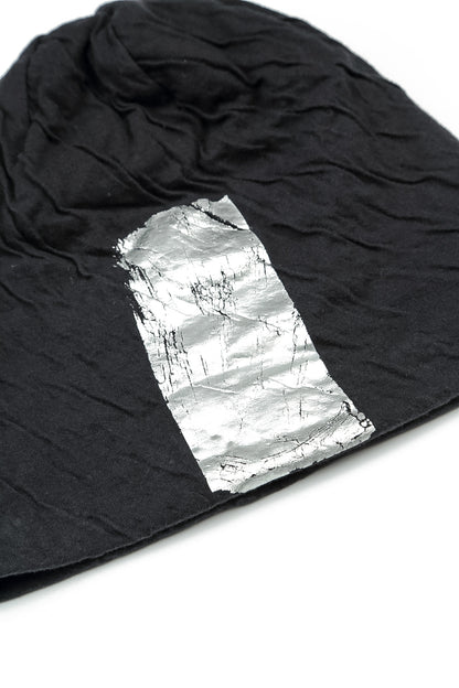Silver Metallic Grey Wavy Cotton Beanie Hat
