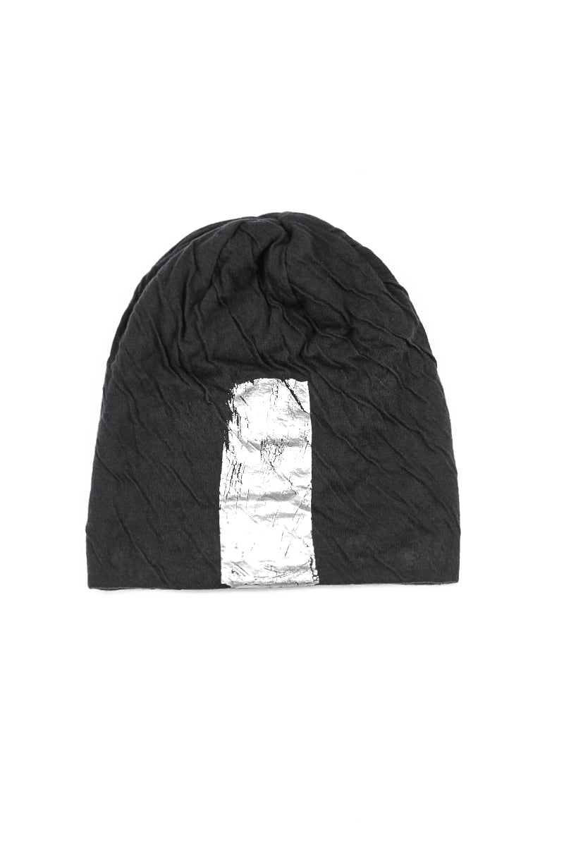 Silver Metallic Grey Wavy Cotton Beanie Hat 4