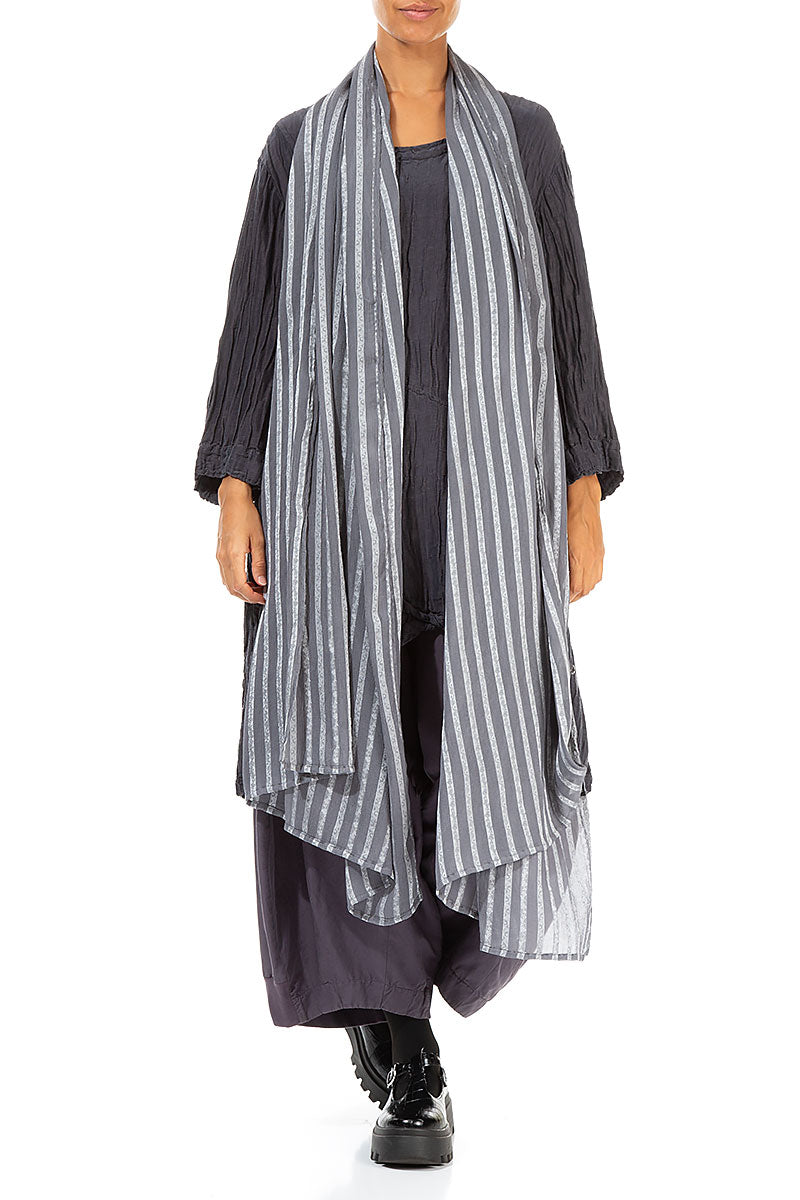 Silver Stripes Textured Silk Scarf 2
