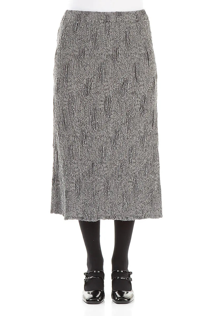 Silver Textured Silk Linen Pencil Skirt