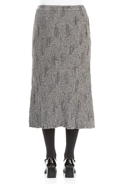 Silver Textured Silk Linen Pencil Skirt