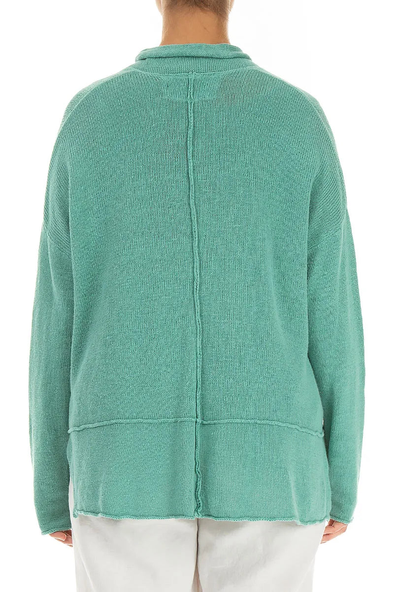 Einreihiger Leinen-Cardigan in Mint