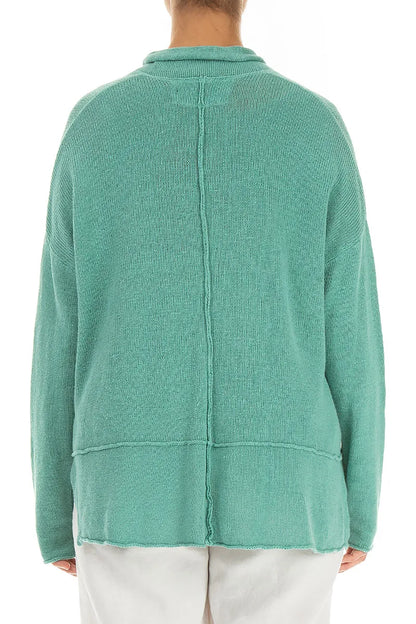 Einreihiger Leinen-Cardigan in Mint