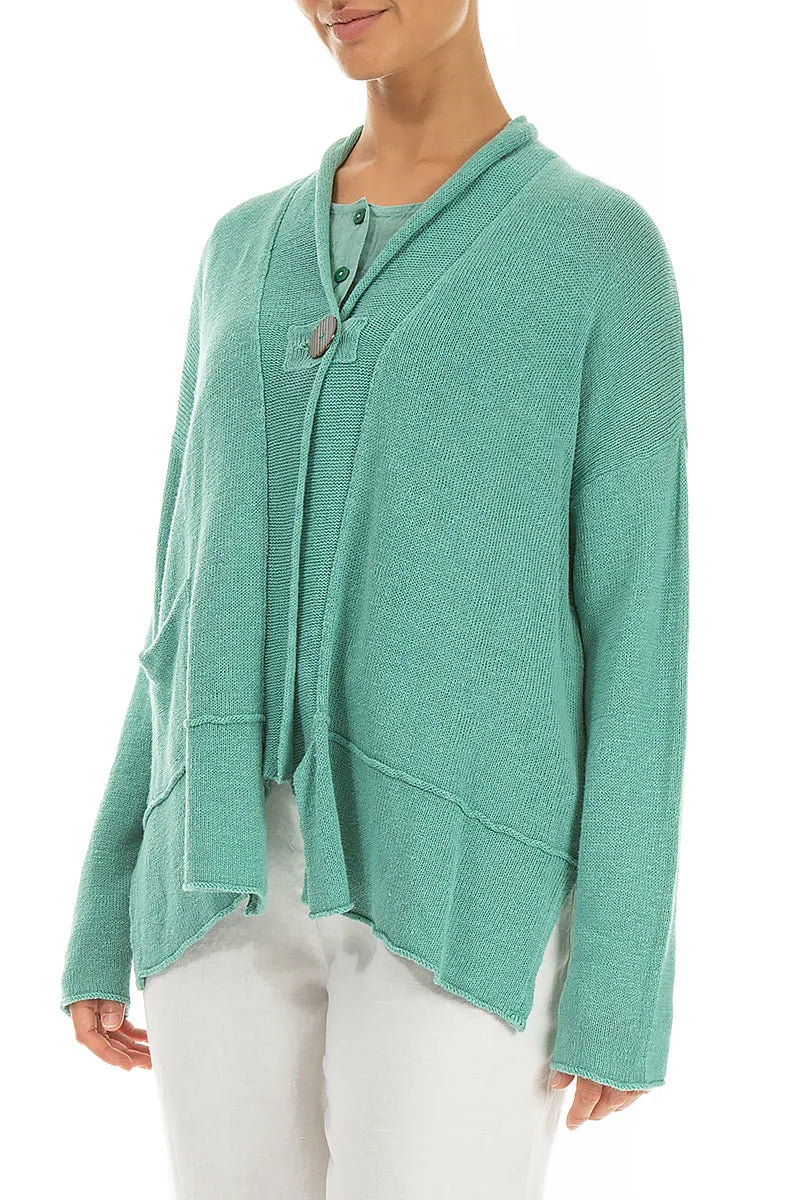 Einreihiger Leinen-Cardigan in Mint