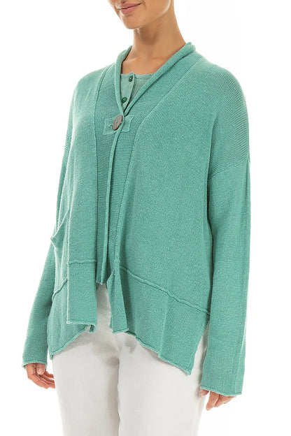 Einreihiger Leinen-Cardigan in Mint