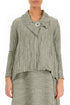 Single Button Olive Grey Crinkled Silk Linen Jacket 1