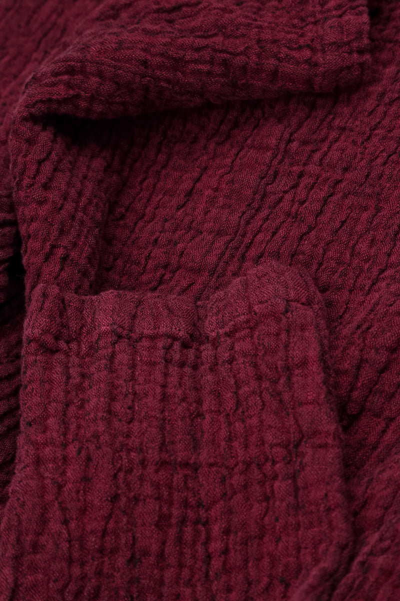 Single Button Ruby Textured Linen Jacket