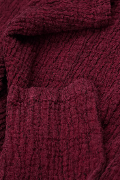 Single Button Ruby Textured Linen Jacket