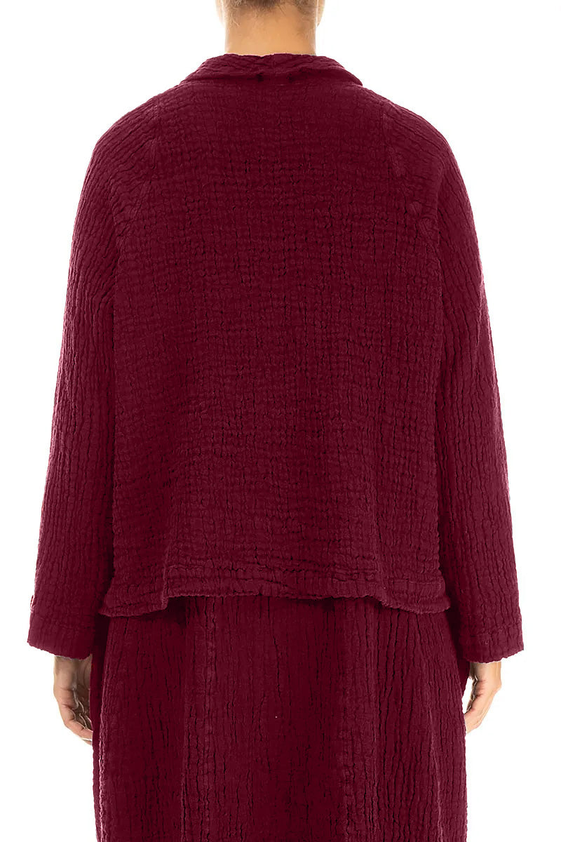 Single Button Ruby Textured Linen Jacket