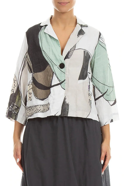 Single Button Tumbled Stone Linen Blazer Jacket 1