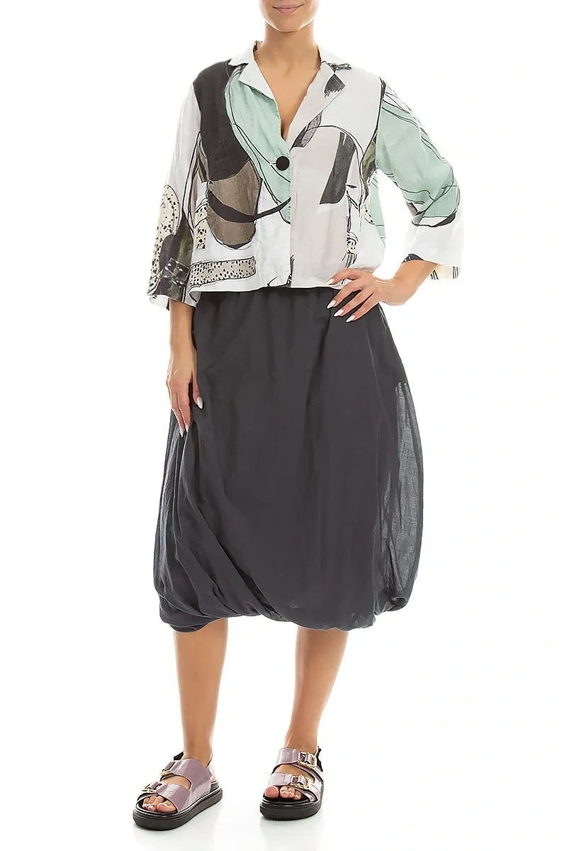 Single Button Tumbled Stone Linen Blazer Jacket 4