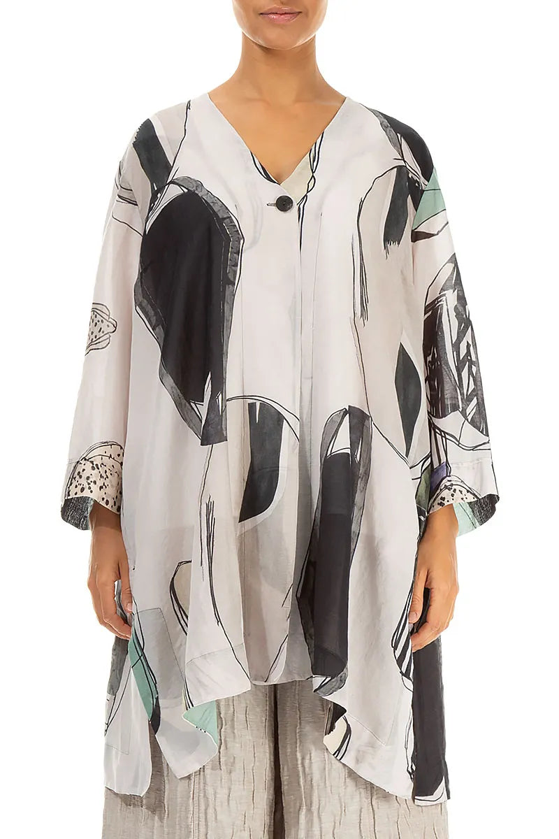 Single Button Tumbled Stone Silk Cotton Jacket 2