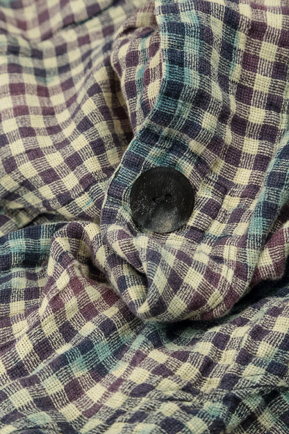 Leinenjacke im Vintage-Karo-Look mit einem Knopf