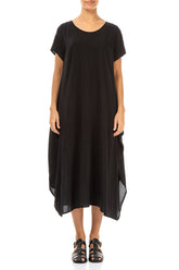Single Pocket Black Silk Bamboo Dress 1