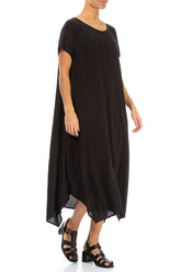Single Pocket Black Silk Bamboo Dress 3