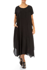 Single Pocket Black Silk Bamboo Dress 4
