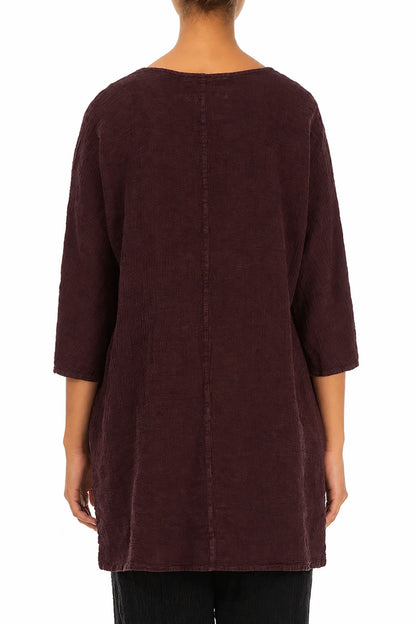 Single Pocket Maroon Linen Tunic 2