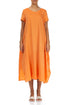 Single Pocket Neon Orange Silk Bamboo Dress 1